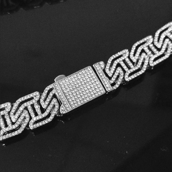 8" Mens 2ct Diamond 14K White Gold Chain Link Bracelet 2 ct 14 Karat Silver 8in - Picture 8 of 11